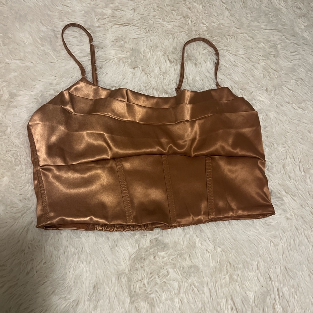 Satin Brown Crop Top